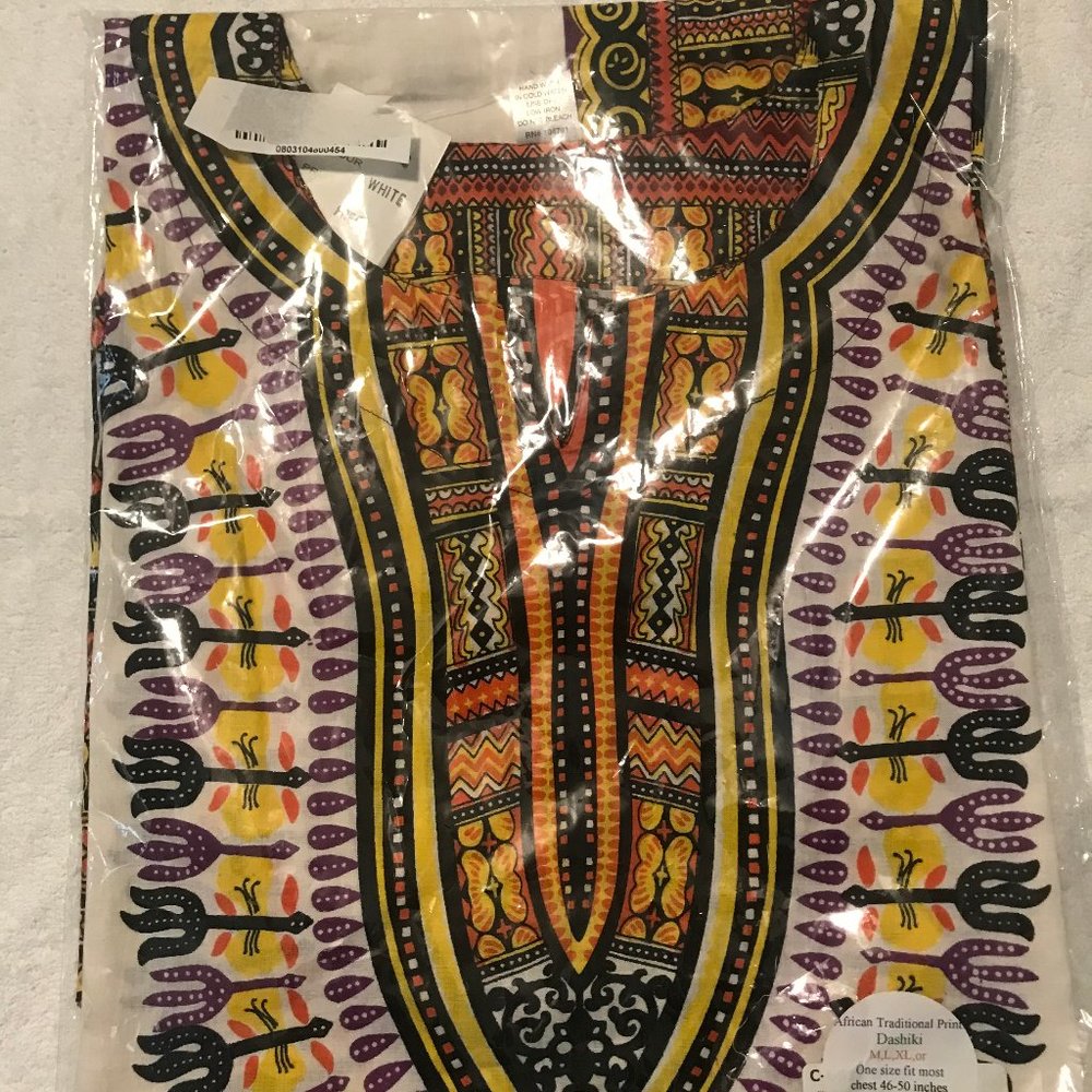Traditional 100% Cotton Dashiki  -FREE Size - Unisex,
